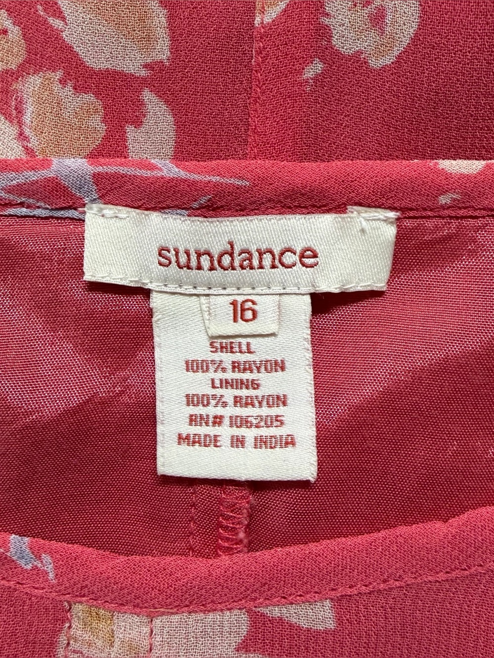 Sundance Pink Floral Handkerchief Hem Maxi Dress Size 16 - Picture 5 of 8